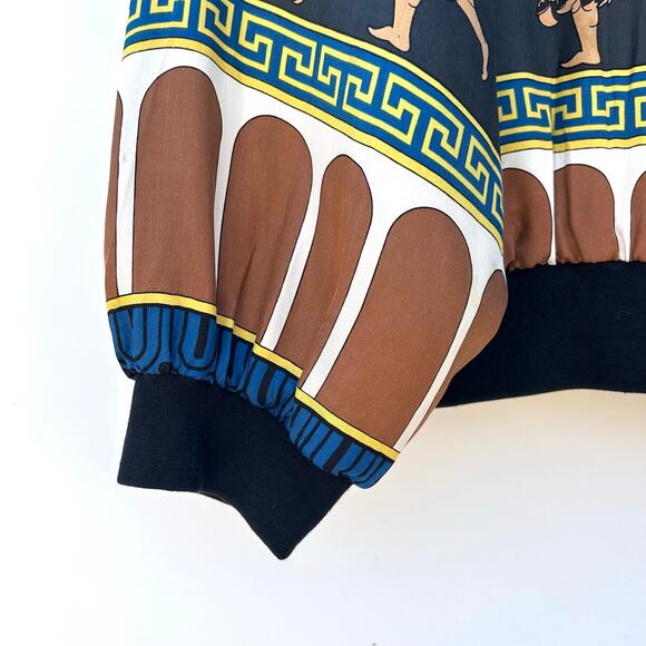 Vintage Vio Silk Greco-Roman Print Versace Style Medium Bomber Jacket 1990s - Picture 6 of 9